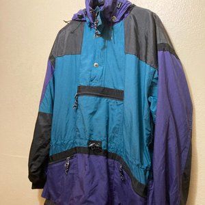 Vintage Gelande Microlite Anorak GreenPurple Hooded Pullover Jacket Unisex Large